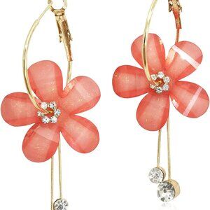 Elegant Romantic Bohemian Crystal Acrylic Rose Flower Dangle Drop Earrings Five